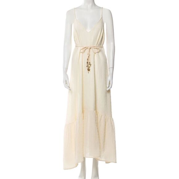 MAJE Womens Ecru Rolio Crinkled Woven Maxi Long Dress in Ivory - Picture 1 of 16